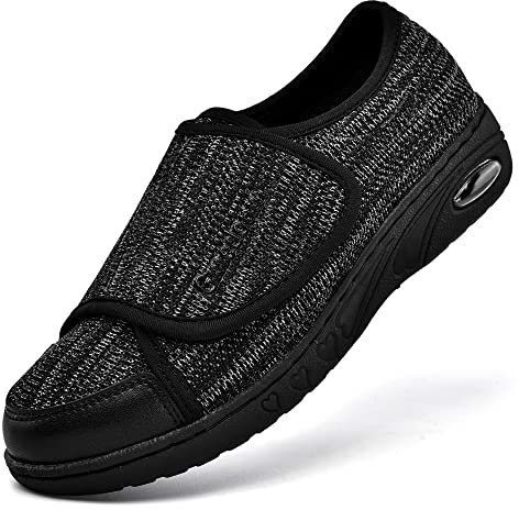 Gmedonm Damen breite Schuhe mit verstellbarem Leichtgewicht für Diabetiker, Ödeme, Plantarfasziitis, Ballenzehen, Arthritis, geschwollene Füße, Luftkissen, Unterseite, Mast und Verbreiterung älterer