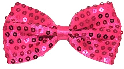 TrendandStylez Pailletten Fliege, pink, 9 x 12cm, verstellbar, für Damen und Herren, Glitzer Accessoire, Fliege für Karneval