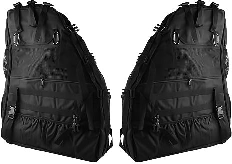 Überrollbügel-Aufbewahrungstasche, Käfig Cargo für Jeep Wrangler JK JKU JL 4-Türer 2007–2019 Satteltasche mit Multi-Taschen-Organizern, Aufbewahrungstasche, Werkzeug-Set (2 Stück rechts + links)