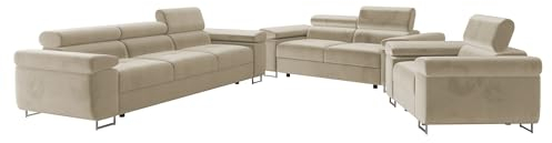 Mirjan24 Sofa Set Torezio 3+2+1, Sofagarnitur für Wohnzimmer, Couchgarnitur, Wohnlandschaft, Sofas, Couch, Füße aus Metall Chrom, Sofa (Manila 02)