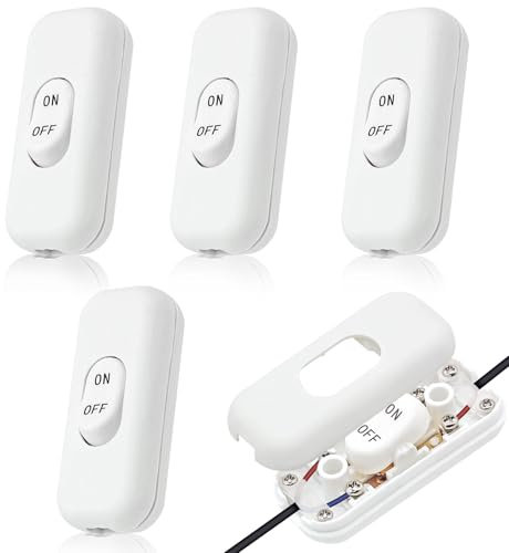 yivom 4 Pezzi Interruttore Lampada Comodino, Interruttori Luce 250V 6A, ON/OFF Interruttore Torpedo, Interruttore Bipolare per 2 O 3 Linea Piccoli Elettrodomestici (Bianco)