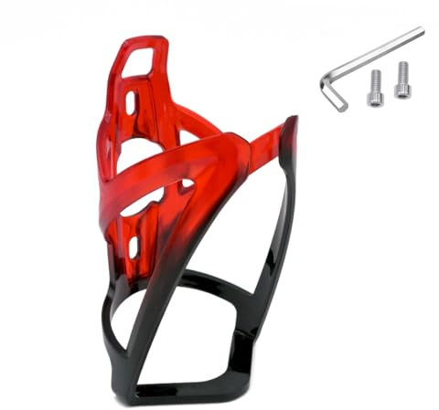 LICIQIC Bike Water Bottle Cage, Lightweight Bike Bottle Holder, for MTB Road Bicycle, with Screws and disassembly tools (Black-Red)