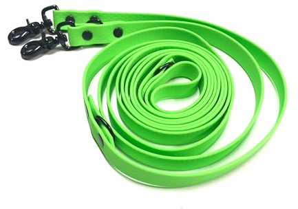 3-fach verstellbare Leine, handsfree leash, aus Hexa Gurtband, Sicherheitskarabiner, Hundeleine in verschiedenen Längen (2 Meter, Neon-Grün)