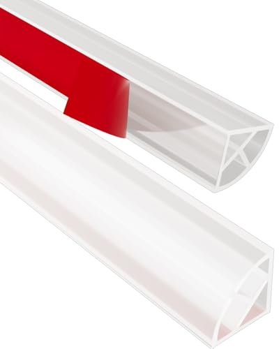 100CM Trasparente Doccia in Vetro Temperato con Barriera per Pavimento, Guarnizioni Sigillanti e Nastro Autoadesivo Impermeabile per Cucina e Bagno（Triangoli）