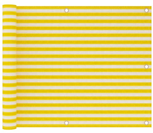 Home & Garden Item-Balcony Screen Yellow and White 75x300 cm HDPE