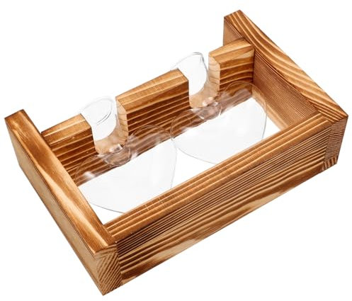 Happyyami Vase Cœur Verre pour Plantes Hydroponiques Terrarium avec Support Bois pour Intérieur Décoration De Table