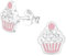 Monkimau Cupcake Kinder Ohrringe | mit Kristallen 925 Silber | Mädchen Ohrstecker Schmuck | Hypoallergen & Nickelfrei | Kinderohrringe Geschenkidee