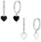 Cangall Silver Drop Hoop Earrings for Women Girls, 2 Pairs 925 Sterling Silver Hoop Earrings with Heart Dangling Charm, Hypoallergenic Small Cute Cartilage Cuff Silver Sleeper Heart Dangle Earrings