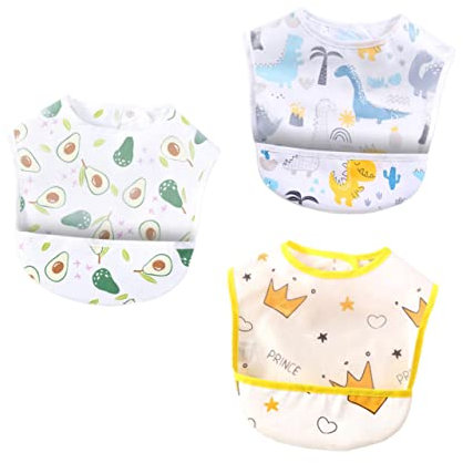 IWOWHERO Babyschürze 3-teilig Cartoon-lätzchen Auslaufsichere Tasche Bequem Für Babys Maschinenwaschbar