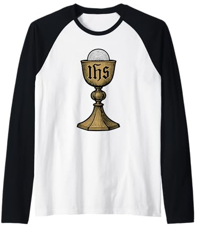 Katholischer göttlicher Kelch und Host mit IHS-Christogramm Raglan