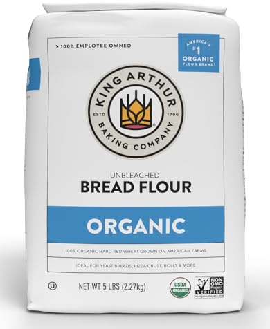 King Arthur 100% Organic Bread Flour, Unbleached, 5 lb (Pack of 1) - Non-GMO Project Verified, No Preservatives