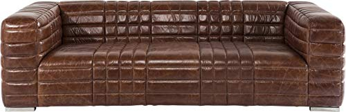 Kare Design Polstersofa Square Dance 3-sitzer Couch, XXL Polstercouch, großes, modernes 2er/3er Loungesofa, Echtledercouch, Ledersofa, Ledercouch, Braun 67x234x112cm (H/B/T)