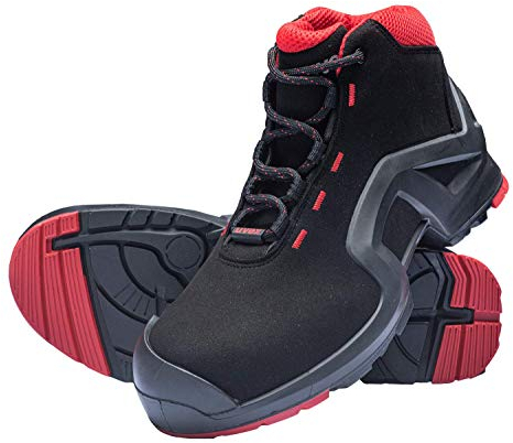 Uvex 1 X-Tended Support Work Boots - Safety Boots S3 SRC ESD - Red-Black - Size 8