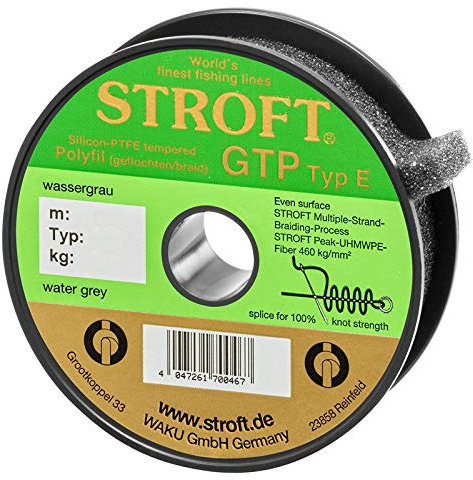 STROFT Schnur GTP Typ E Geflochtene 250m Wassergrau (E3-0,200mm-7,50kg)