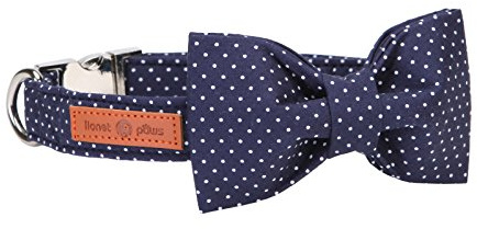 Lionet Paws Cotton Dog Collar with Bowtie, Durable Adjustable and Comfortable Collar for Large Dogs, Neck 40-60cm