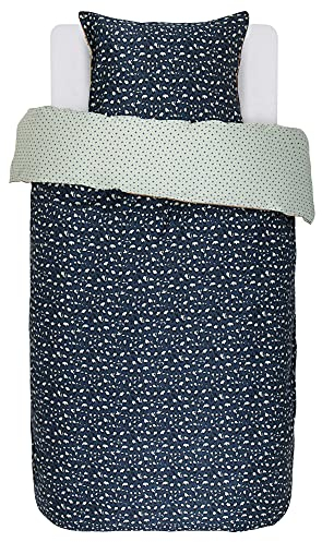 ESSENZA Bettwäsche Bory Leoparden Muster Baumwollsatin Blau, 155x220 + 1 x 80x80 cm