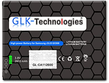 High Power Ersatzakku kompatibel mit Samsung Galaxy J3 2016 (SM-J320F) / J5 2015 (SM-J500FN) | Original GLK-Technologies Battery | accu EB-BG530BBE/BG531 | 2600 mAh Akku | NEU