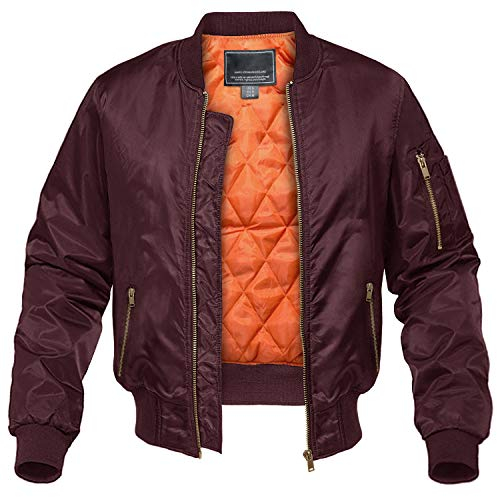 KEFITEVD Herren Bomberjacken Classic Fit Windbreaker Jacken Midweight Windproof Quilted Bomber Jacket Mens Active Coat Outerwear
