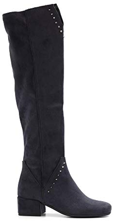 Stivali in camoscio Stretch Blu con Borchie e Tacco Basso - N 543 Luisa Cam - Taglia 36