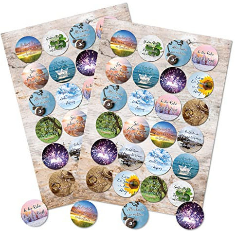Logbuch-Verlag 48 Sprüche Aufkleber Geburtstag Weihnachten Freunde Motivation Achtsamkeit positiv runde 4 cm Sticker