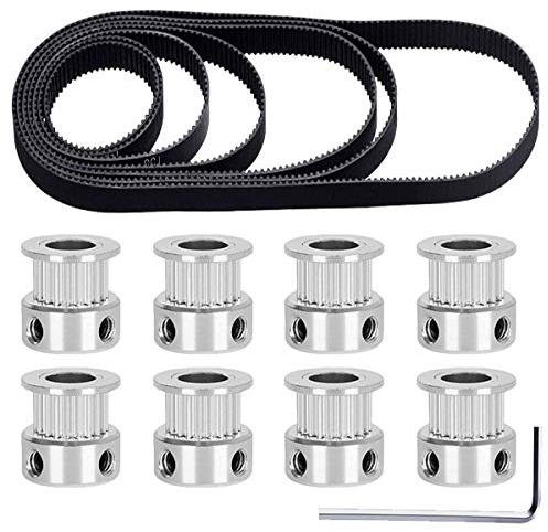 Youmile 2GT Zahnriemen 110 mm 112 mm 122 mm 158 mm 200 mm 280 mm 300 mm 400 mm Breite 6 mm Gummiriemen mit geschlossenem Regelkreis für 3D-Drucker mit 8 Stk. 5 mm Zahnrad mit 20 Zähnen