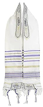AfinderDE Herren Damen Jerusalem Tallit schal Messianischer Tallit Gebetsschal mit Talisbeutel Jude christliches Geschenk 185 cm x 54 cm