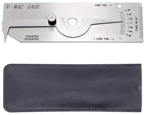Agatige V-WAC Jauge, Jauge de soudage V‑WAC outil de mesure de soudure d'inspection de taille de jauge d'épaisseur de tôle de fil d'acier inoxydable (Metric)