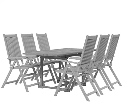 vidaXL 7-TLG. Garten-Essgruppe Massivholz Akazie