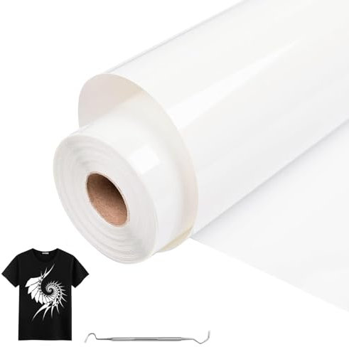 MeYuxg Vinilo Textil Blanco - 30,5 CM x 10 M Rollo Termoadhesivo para Cricut & Cameo - Fácil de Cortar & Desherbar (Blanco)