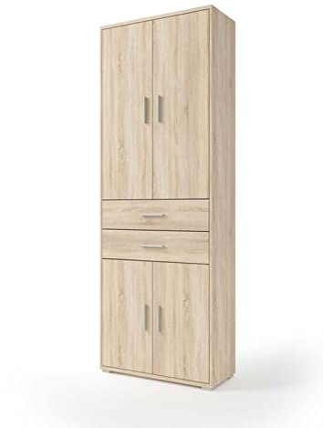 möbelando Aktenschrank Clermont in Sonoma/Eiche mit 2 Schubladen und 4 Türen. Abmessungen (BxHxT) 79,1x221,2x35 cm