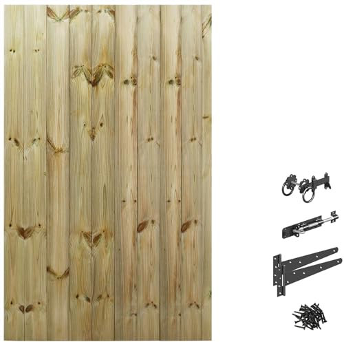 Bespoke Custom Made To Measure UPTO HEIGHT: 6ft (180cm High) Tongue & Groove Fully Framed Flat Top Pathway Garden Pedestrian Gate [Width Between 95CM to 105CM With Ring Latch Hinge Pack