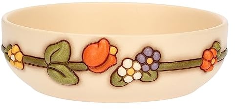 THUN - Ciotola in Ceramica Decorata a Mano con Tulipano, Versione Media, Linea Country, Base 16 cm, Ø 22 cm