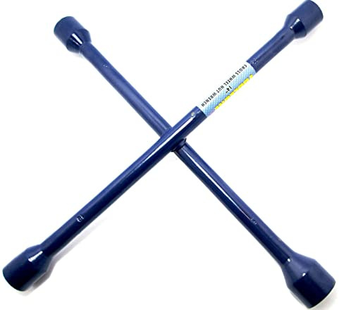 Dunnet Tools X-Radmutternschlüssel mit kostenlosen Handschuhen, 4-Wege-Kreuzschlüssel, Autostrebe mit 17, 19, 21, 23 mm Stecknuss – Autoreifenentfernung, professionelle Radmutterschraube