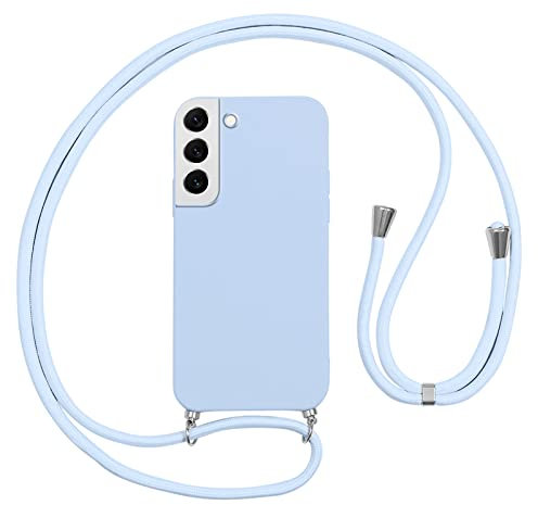 Vauki Coque pour Samsung Galaxy S22 5G avec Cordon,Etui Silicone Souple Antichoc Housse avec Collier Bandoulière Chaîne Lanière,Téléphone Étui Case Cover de Protection pour Samsung S22 5G 6.1, Lila