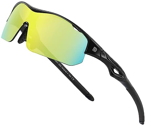 DUCO Sports Jugend Baseball Sonnenbrille für Kinder Unzerbrechlich TR90 Rahmen Leichte Sonnenbrille für Jungen und Mädchen DK261 (Schwarz Rahmen Schwarz Bügel Revo Orange Gläser)