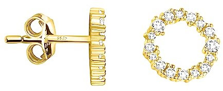SOFIA MILANI - Damen Ohrringe 925 Silber - vergoldet/golden & mit Zirkonia Steinen - Kreis Ohrstecker - E2097