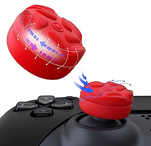 PlayVital Tapas para el Pulgar - Thumbstick Caps para ps5/4, para Xbox Core/One, para Elite Series 2, para Switch Pro, Cubiertas de Agarre, Diseño Antideslizante (Diseño Gota de Lluvia-Rojo Pasión)