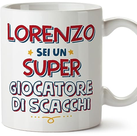 Mugffins Tazza Personalizzata in ceramica per GIOCATORE DI SCACCHI uomo 11 oz / 350 ml - In italiano - Sei Super - Idea regalo per compleanno, anniversario, natale, laurea