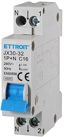 Interruttore Magnetotermico Automatico, 1P+N Curva C 220V Da 1 Modulo DIN, Salvavita Stotz, MCB 1P+N 4.5kA C16 16A