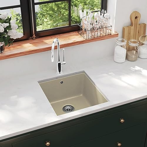 Juego de muebles-fregadero de cocina de granito lavabo individual beige