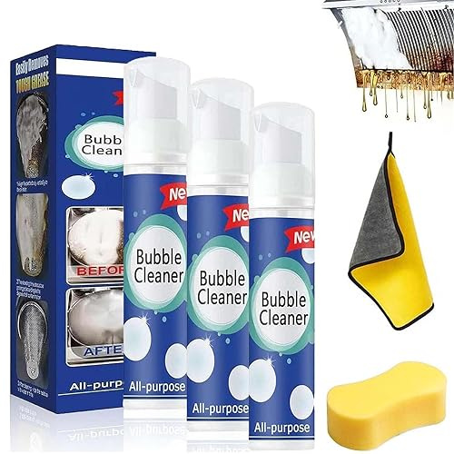 Bubble Power Cleaner, Bubble Cleaner Foam Spray, All Purpose Rinse Cleaning Foam, Multi-Purpose Cleaning Foam, Powerful Stain Removal Kit, Stubborn Grease & Grime Remover (30ML, 3Pcs)