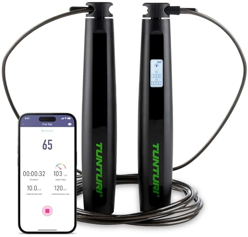 Tunturi Smart Springseil - Seilspringen - Jumping Fitness - Länge Einstellbar - Verstellbar mit Hautfreundlichen Schaum Griffe - geeignet für Kinder und Erwachsene