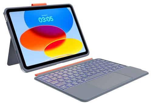 Magitype Étui avec clavier compatible avec iPad 10ème génération : Bluetooth sans fil amovible, magnétique, clavier rechargeable avec Folio fin et compact amovible avec pavé tactile, rétroéclairé