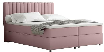 Everest Boxspringbett 160 x 200 cm Doppelbett mit hochwertiger Bonell-Matratze und Topper, Polsterbett mit Bettkasten, Schlafzimmer, Bequem, Modern, Stilvoll