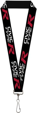 Buckle-Down Honda Schlüsselband, Civic Typ R, schwarz, weiß, grau, rot, elastisch, Schwarz, 44 x 1