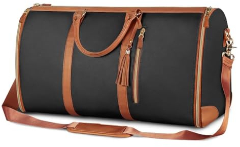 Travel Cabrio KleidungsstüCk für Reisen Große KapazitäT Convertible PU Anzug Träger Kleidertasche Auf Fahrt Anzug Tasche für Frauen Reisen Essentials Clothes Duffel Bag (Schwarz)