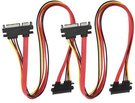 ECSiNG 2 Uds Cables de Extensión Combinados de Alimentación de Datos SATA Macho A Hembra 7 + 15 22 Pines para Disco Duro SATA Y Unidad óptica SATA de 50cm