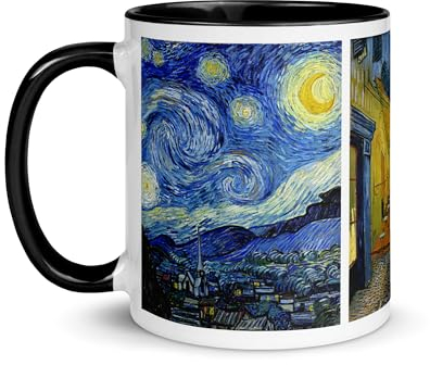 Tasse Van Gogh Nuit Étoilée Tournesols Coquelicots Iris Mug Café Thé Cadeau Terrasse Soir Rhône Fleurs Tableau Peinture Cyprès Oliviers Blés Japonaiserie Japon Cerisier Sakura (Nuit Étoilée)