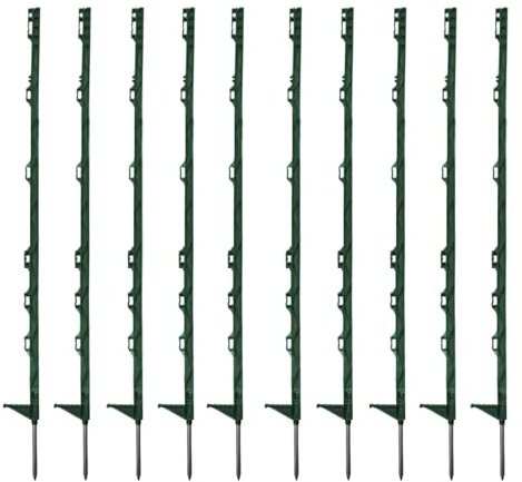 Elektrozaunpfosten, tragbarer Gartenzaunpfosten, temporäre Elektrozäune, Kunststoffzaunpfosten, ideal für Paddock-Zaun, Weide-, Vieh-, Viehbekämpfung, Pferde, Rinder, Schafe (10, grün, 121,9 cm)