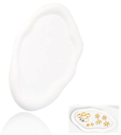 Vassoio Gioielli, Vassoio Portaoggetti Decorativo Piatto Portagioie Donne Piccolo Vassoio Ciotola Dei Gioielli per Chiavi Collane Anelli Orecchini Cosmetici(Bianco)